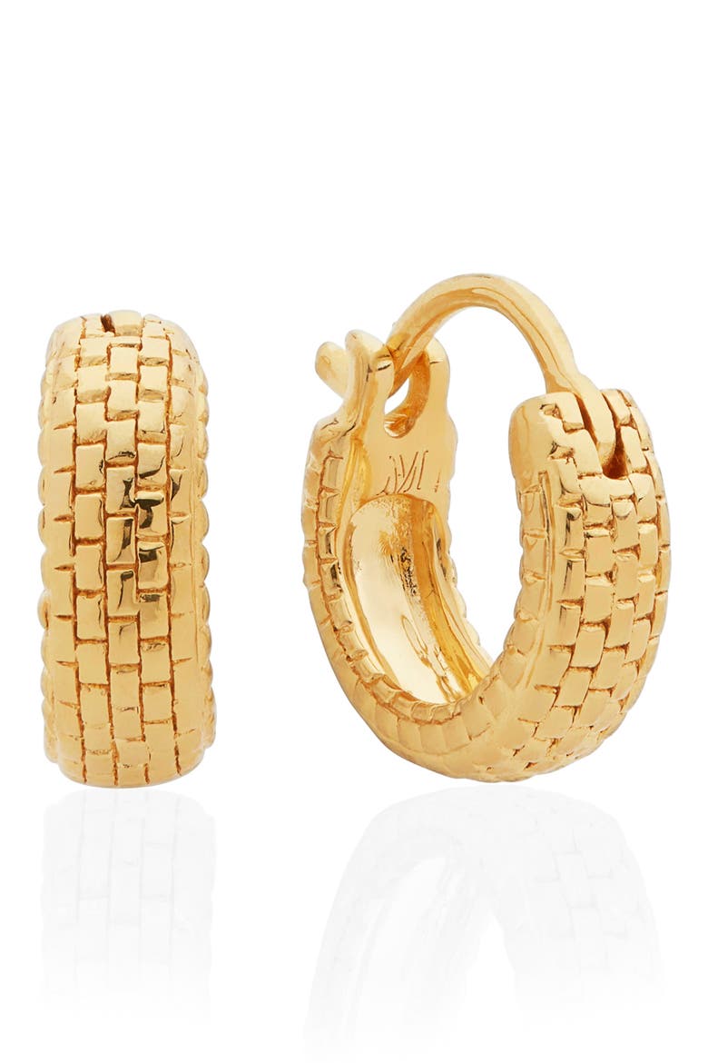 Heirloom Huggie Earrings, Main, color, YELLOW GOLD