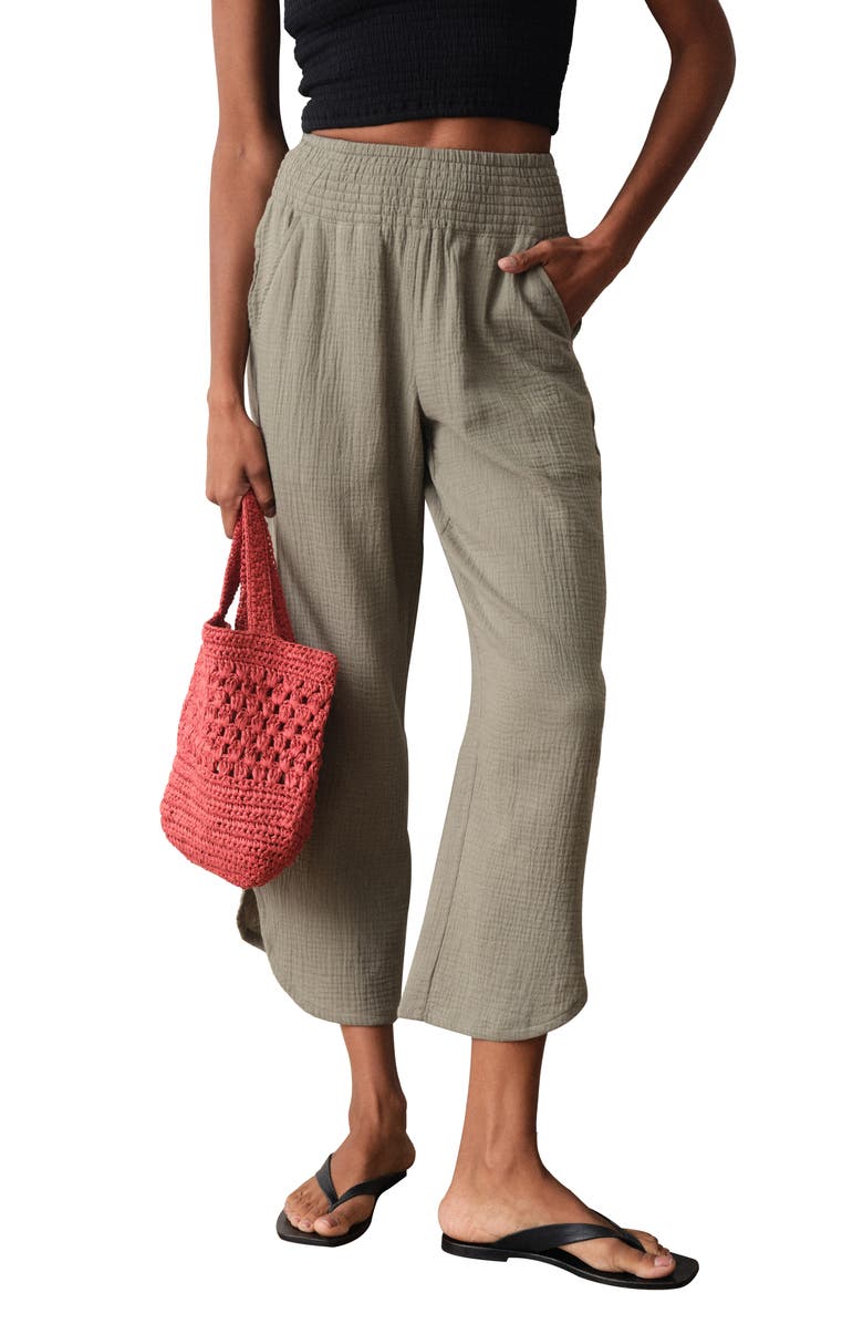 Marine Layer Cali Smocked Waist Double Cloth Pants, Alternate, color, 