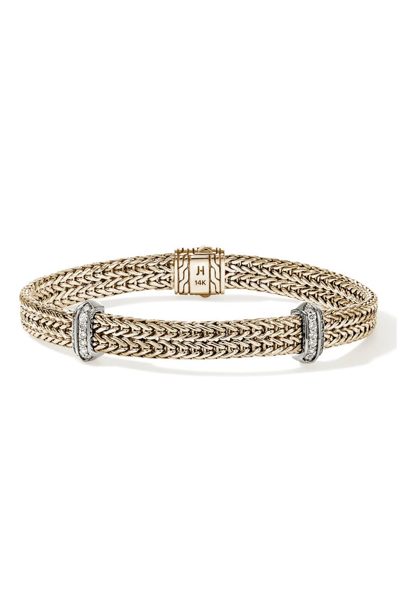John Hardy Icon Link Diamond Station Bracelet, Main, color, Gold