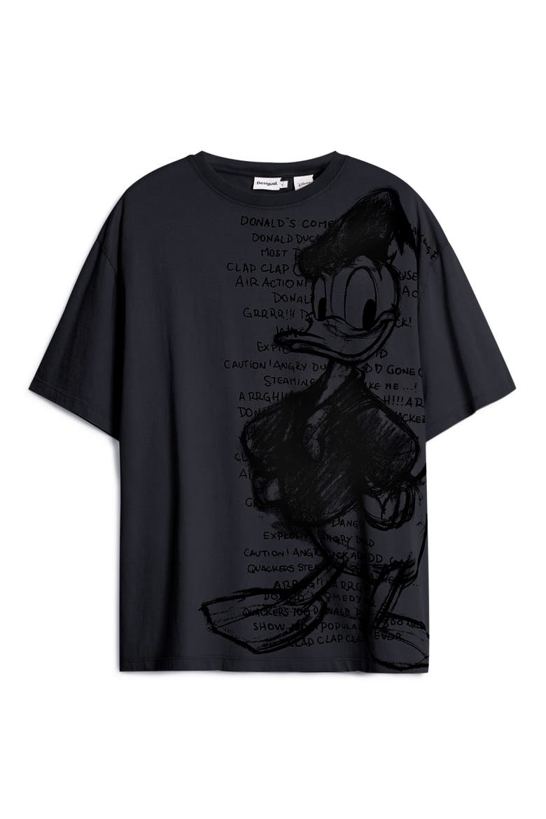 Donald Duck Drawing Cotton Graphic T-Shirt, Alternate, color, NEUTRAL GRAY