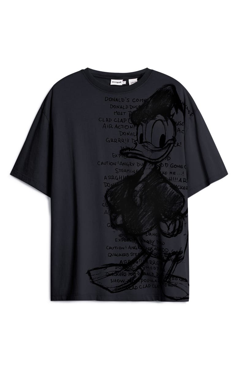 Desigual Donald Duck Drawing Cotton Graphic T-Shirt, Alternate, color, Neutral Gray