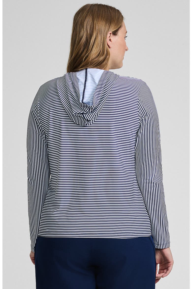 SunShade UPF 50 Long Sleeve Hooded Full Zip Rash Guard, Alternate, color, Deep Sea Navy Mini Stripe