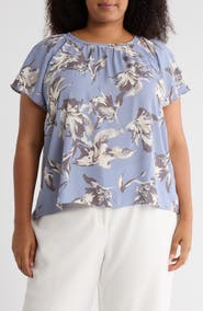 NORDSTROM RACK Gathered Crewneck Short Sleeve Top