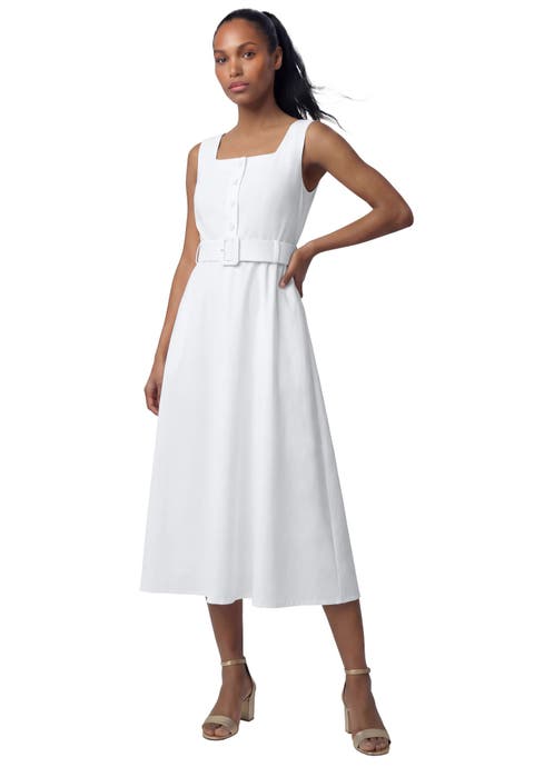 Belted Linen Midi Dress