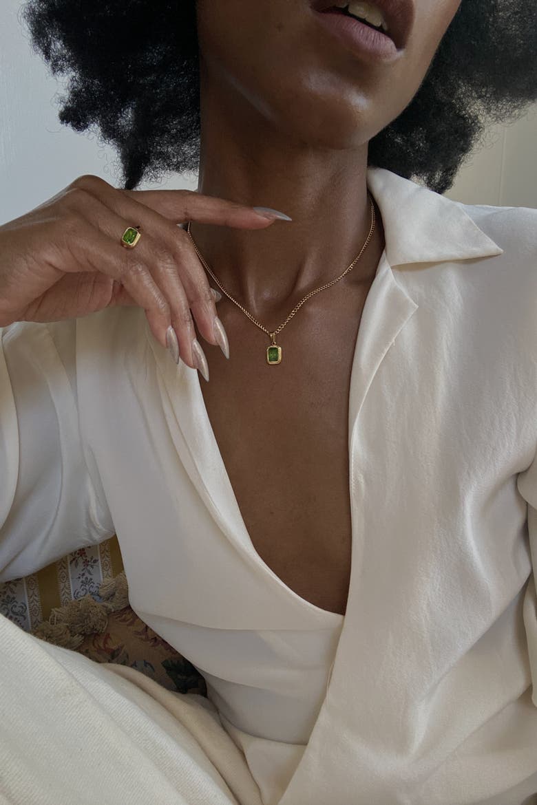 Emerald Stone Pendant Necklace, Alternate, color, Gold With Emerald