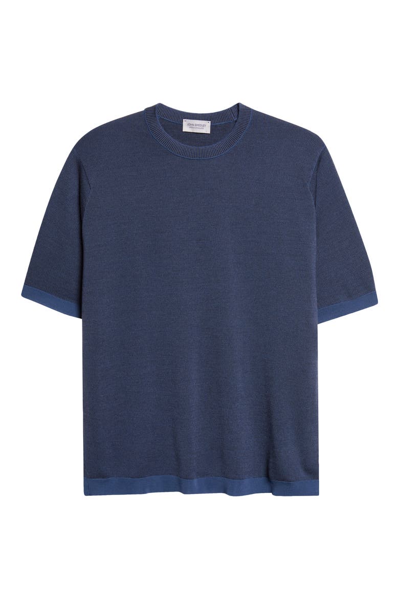 Roderick Short Sleeve Merino Wool Crewneck Sweater, Alternate, color, TEAL FIRTH/ HEP SMK