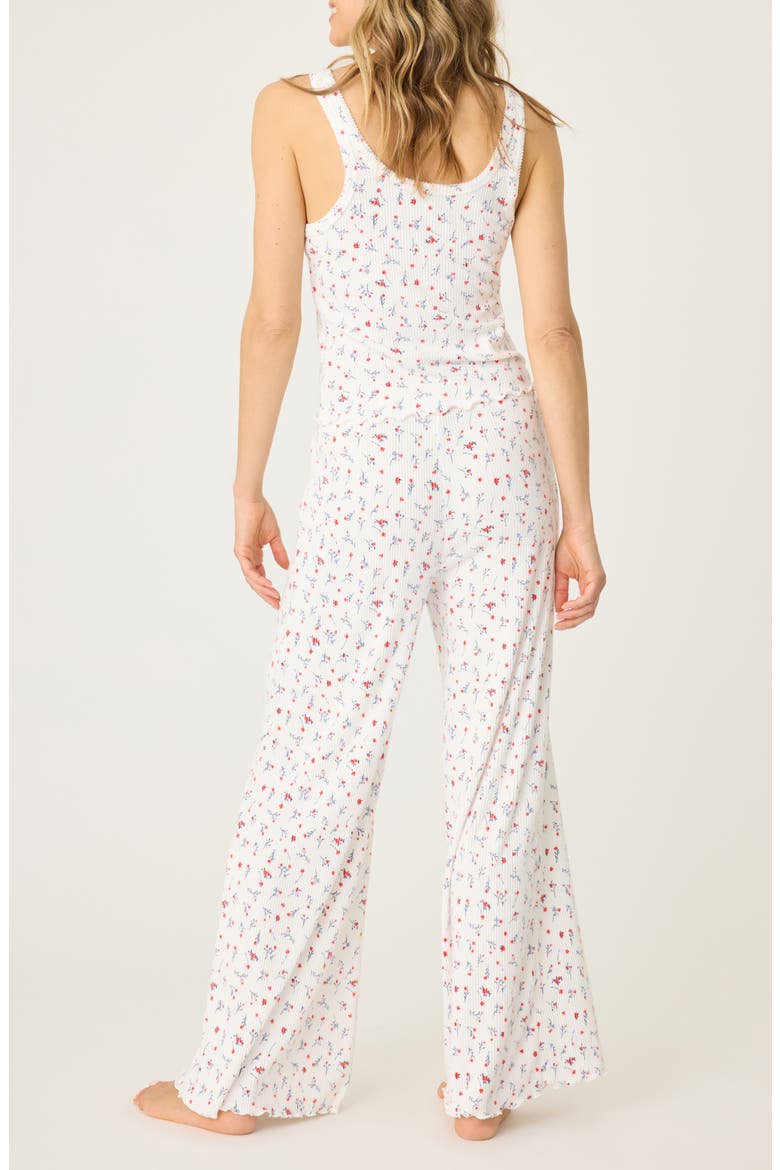La Rose Ribbed Tank & Pants Pajamas, Alternate, color, IVORY