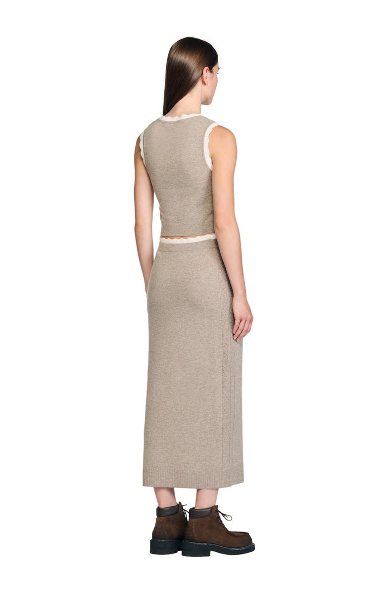 SANDRO High-neck knit sweater, Alternate, color, Caramel