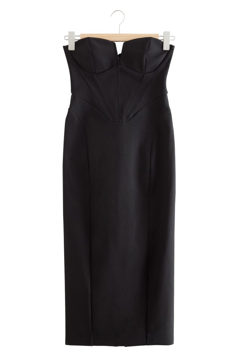 Strapless Corset Sheath Dress, Alternate, color, BLACK