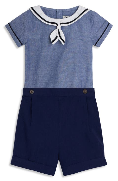 Sailor Collar Bodysuit & Pull-On Shorts Set (Baby)