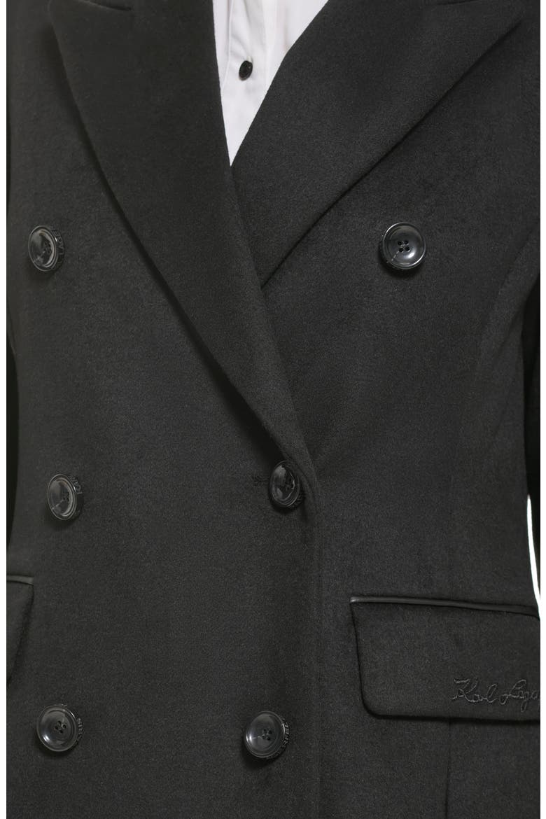 Wool Blend Double Breasted Coat, Alternate, color, BLACK