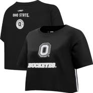 PRO STANDARD Women's Pro Standard Black Ohio State Buckeyes Rhinestone & Pearl Boxy Cropped T-Shirt