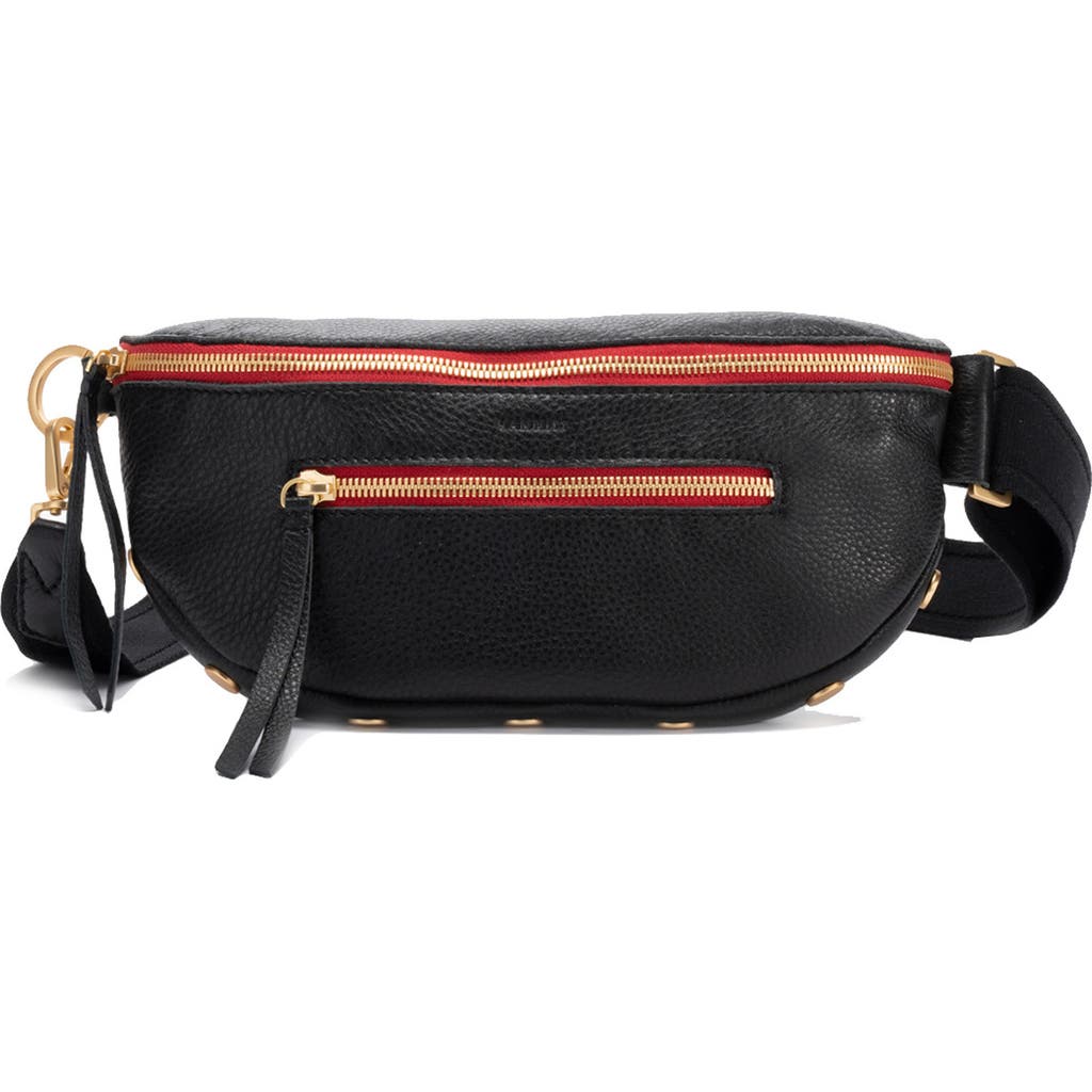 HAMMITT Charles Crossbody Bag in Black/Brushed Gold Red Zip  product
