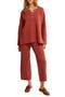 free-est Hailee Waffle Stitch Long Sleeve Top & Wide Leg Pants Knit Set
