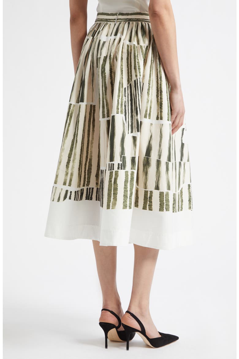 Stripe Collage Stretch Cotton Midi Skirt, Alternate, color, PLASTER/ HUNTER GREEN PLHG