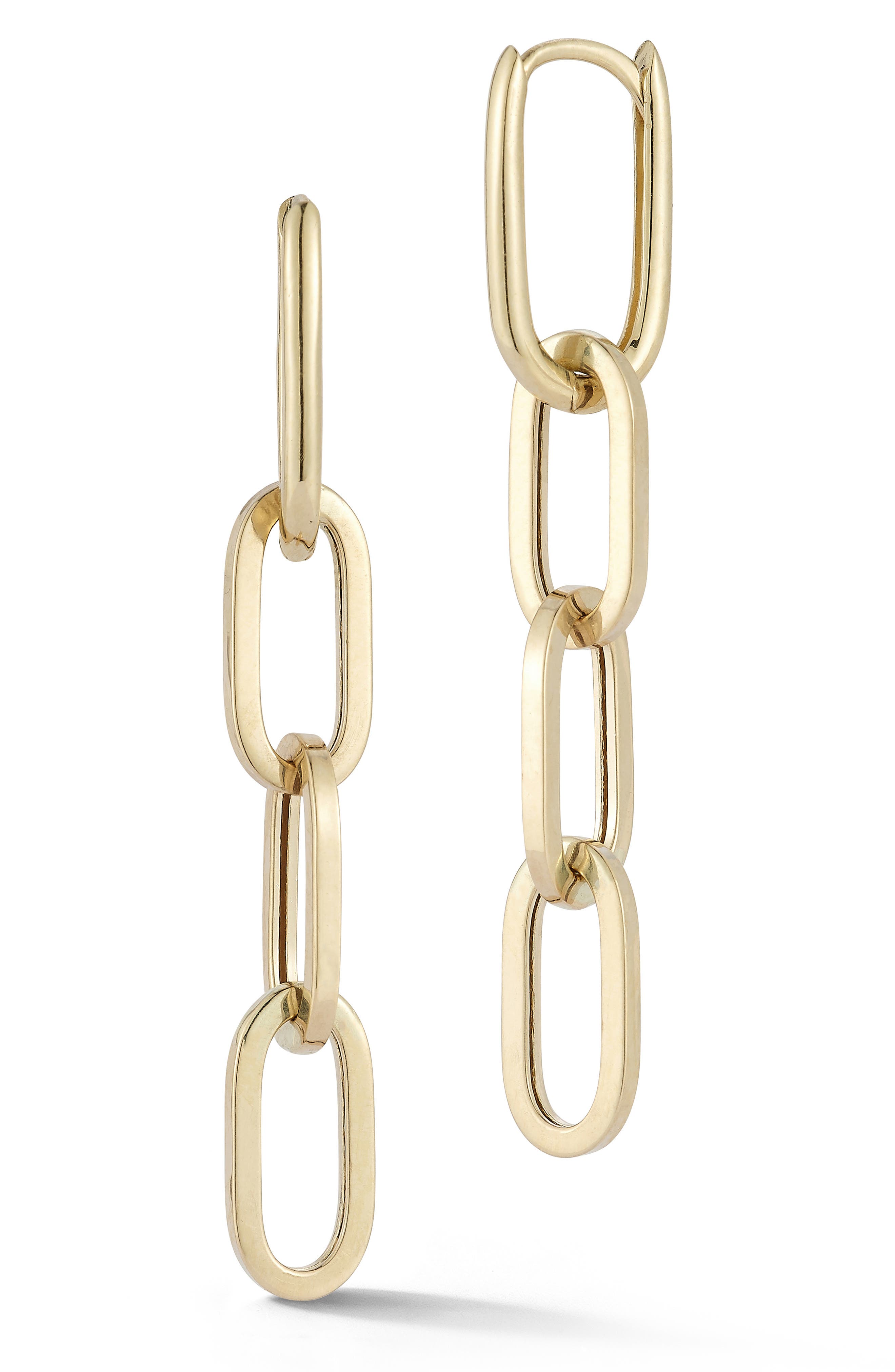 Ember Fine Jewelry 14K Yellow Gold Chain Drop Huggie Hoop Earrings