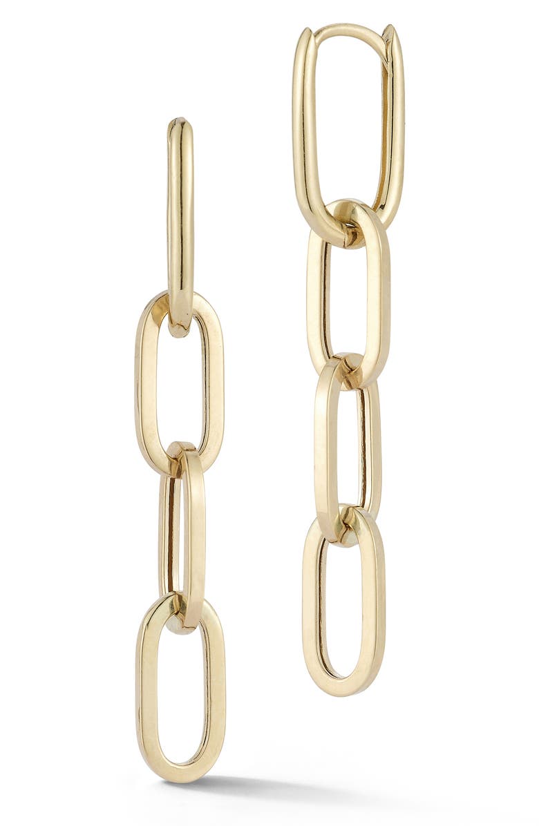 Ember Fine Jewelry 14K Yellow Gold Chain Drop Huggie Hoop Earrings, Main, color, Gold