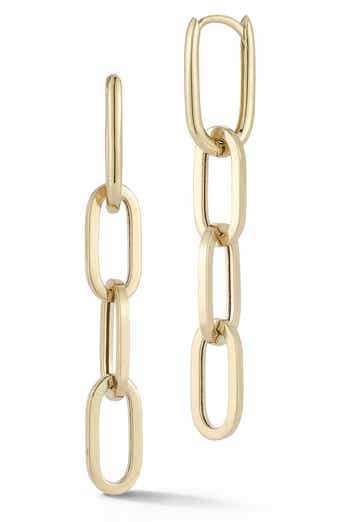 Ember Fine Jewelry 14K Yellow Gold Chain Drop Huggie Hoop Earrings