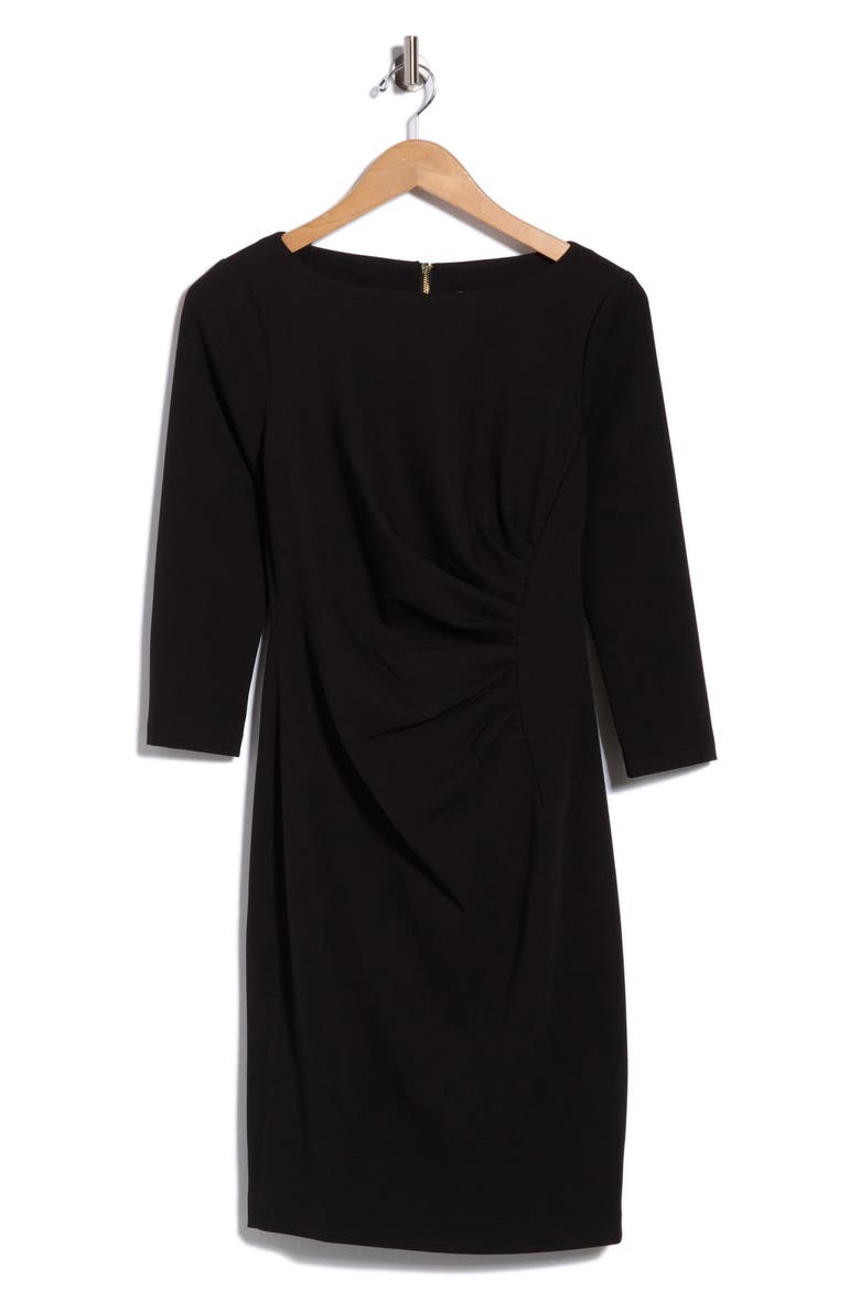 Ruched Sheath Dress, Main, color, BLACK
