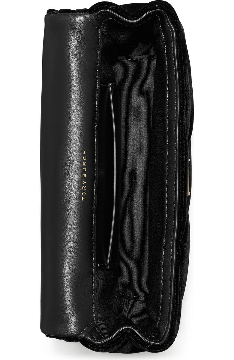 Tory Burch Kira Velvet Quilted Convertible Crossbody Bag, Alternate, color, Black