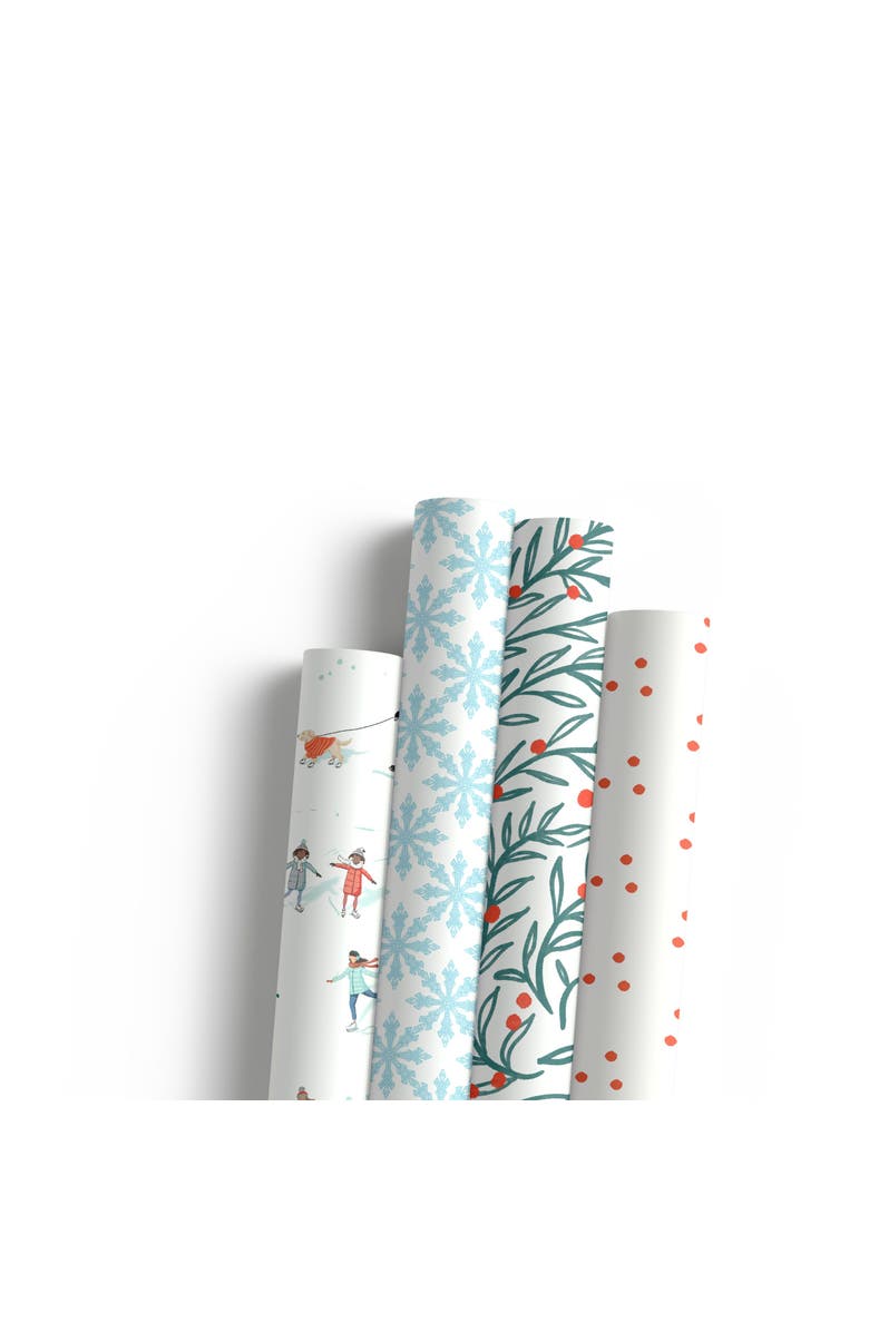 Ramus & Co Two-Sided "Winter Wonderland" & "Wreath" Heavyweight Christmas/Holiday Gift Wrap, Main, color, Multicolored