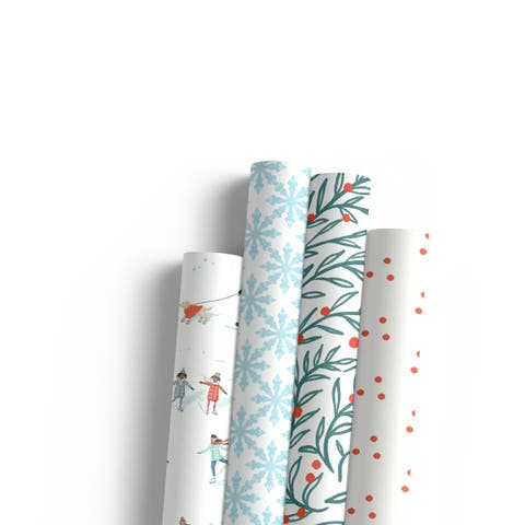 Two-Sided "Winter Wonderland" & "Wreath" Heavyweight Christmas/Holiday Gift Wrap (Eight Sheets)