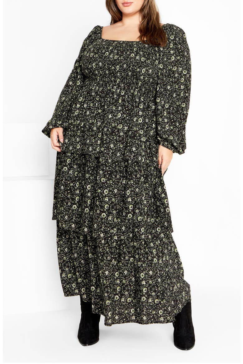 Cassidy Floral Print Maxi Dress, Main, color, OLIVE DITSY