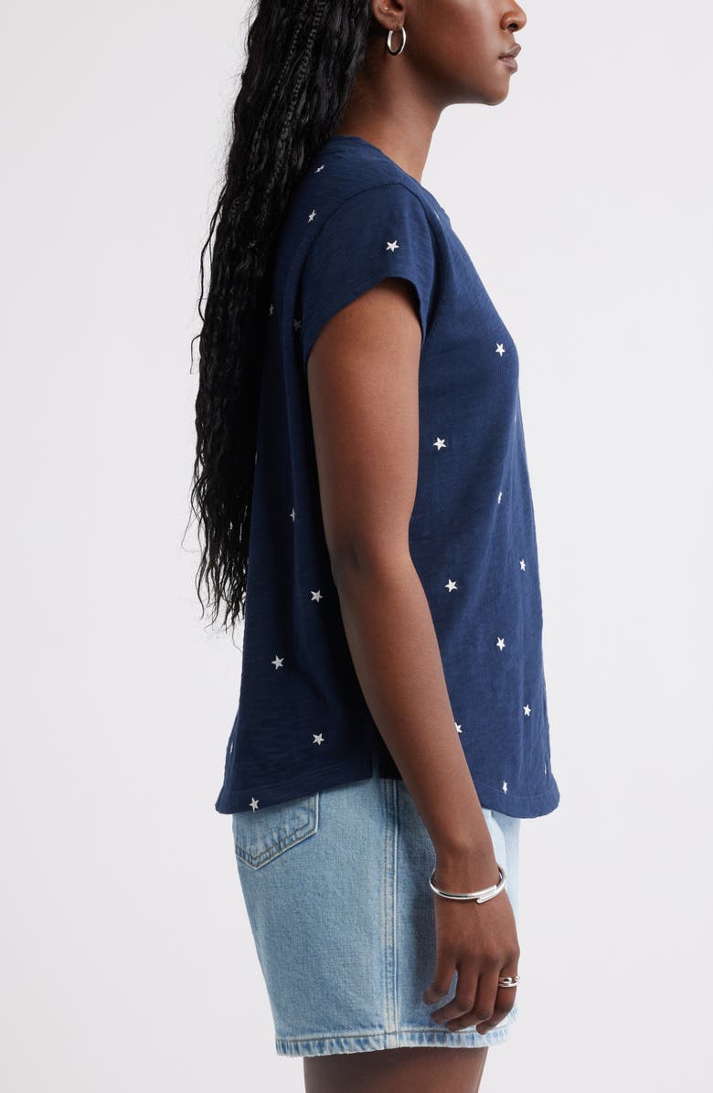 Caslon<sup>®</sup> Star Embroidered Cap Sleeve T-Shirt, Alternate, color, Navy- Ivory Tossed Stars
