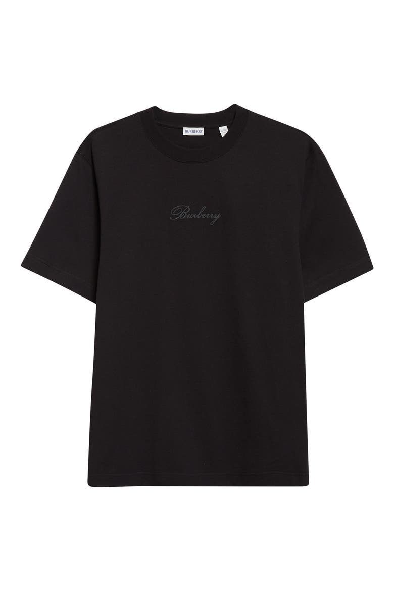 Check Cursive Logo Relaxed Fit Cotton T-Shirt, Alternate, color, BLACK