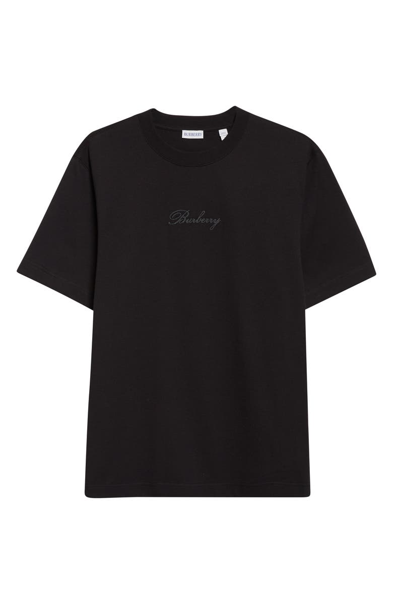 Burberry Check Cursive Logo Relaxed Fit Cotton T-Shirt, Alternate, color, Black