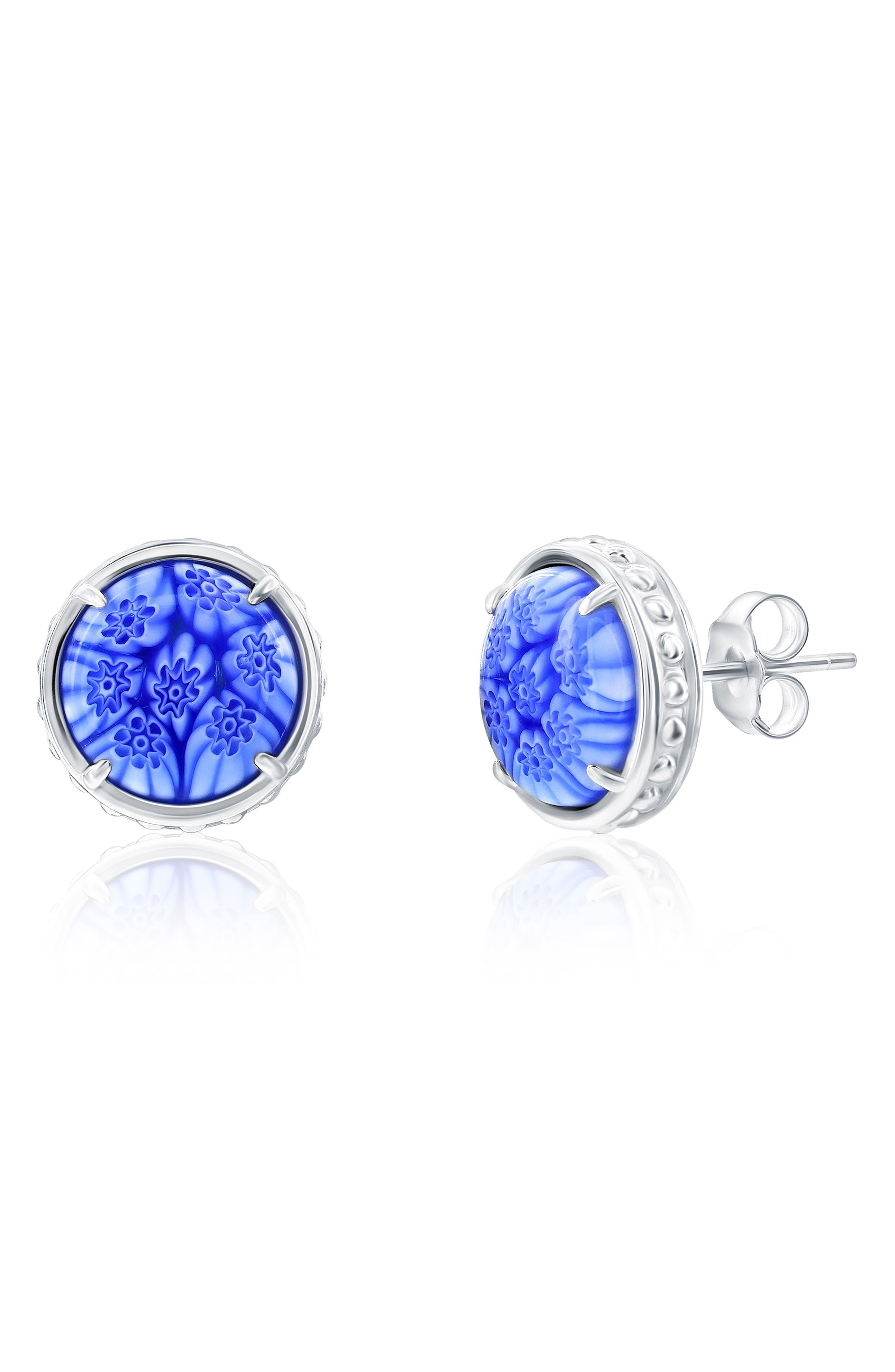 Venetian Murano Sterling Silver Stud Earrings