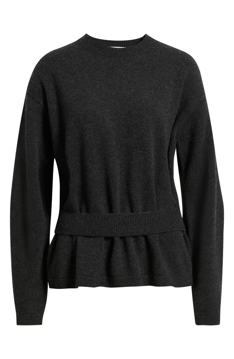 COS Alter Belt Detail Merino Wool Sweater, Main, color, Grey Dark