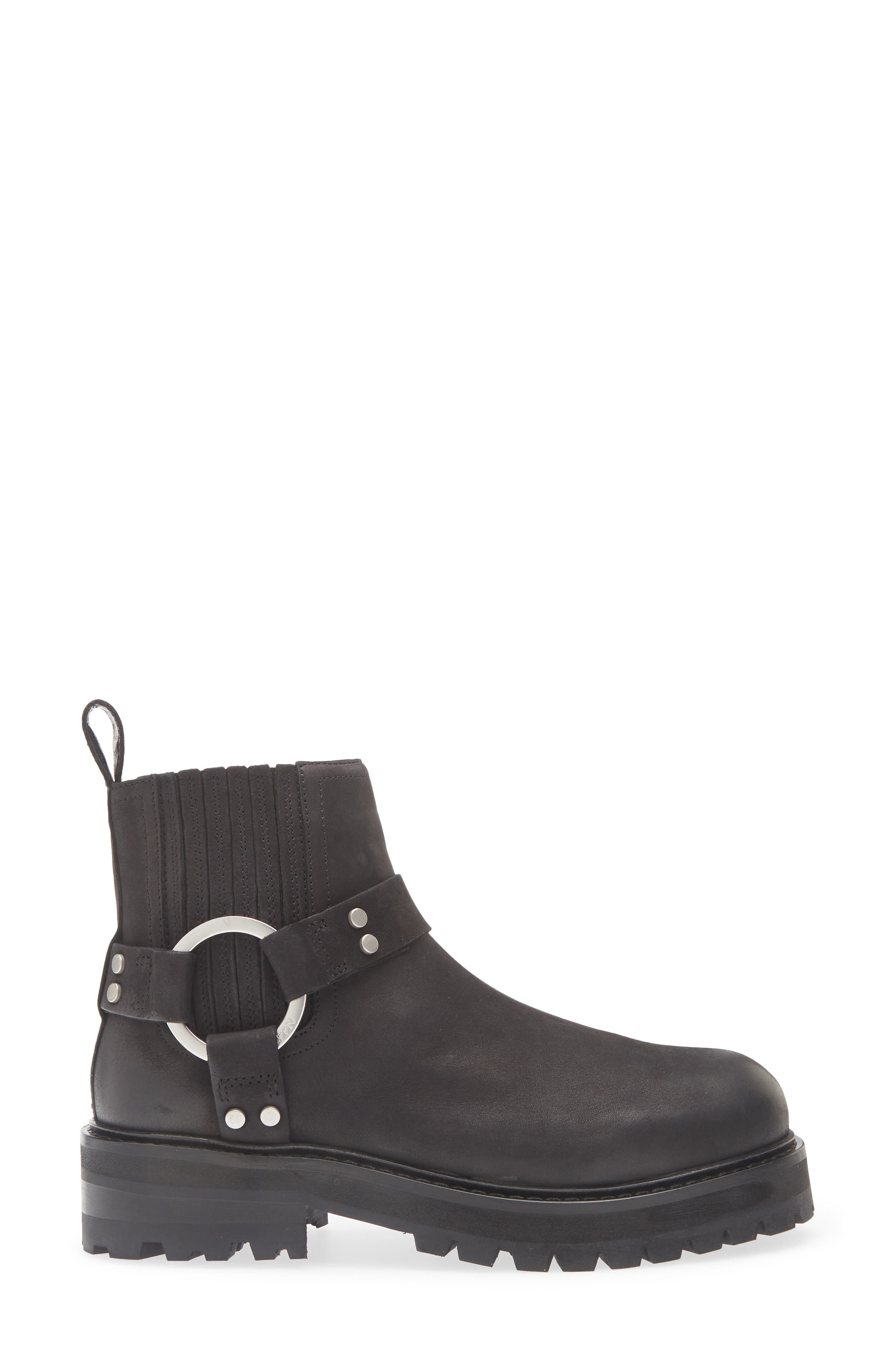 AllSaints Maddie Lug Sole Biker Boot, Alternate, color, Washed Black