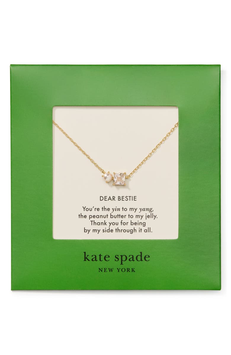 Kate Spade New York dear bestie pendant necklace, Alternate, color, Cream/ Clear/ Gold