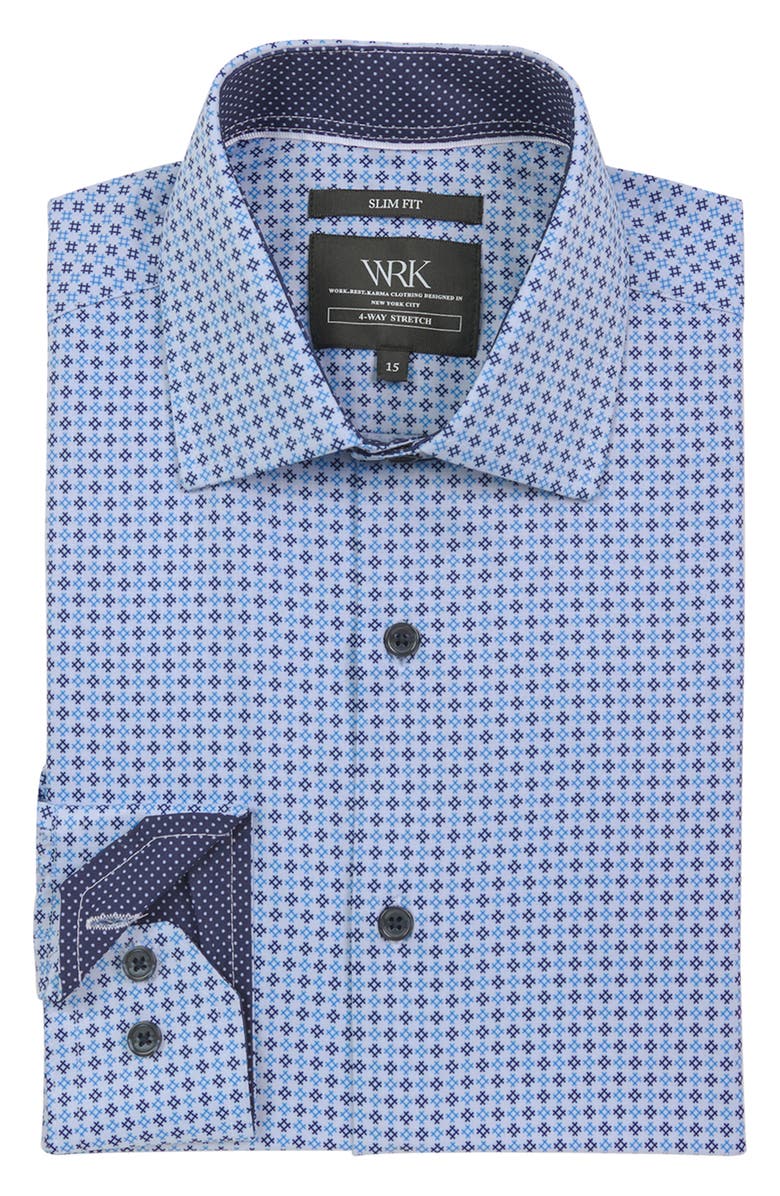 W.R.K Slim Fit Geometric Print Recycled Performance Stretch Dress Shirt, Alternate, color, 
