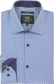 W.R.K Slim Fit Geometric Print Recycled Performance Stretch Dress Shirt