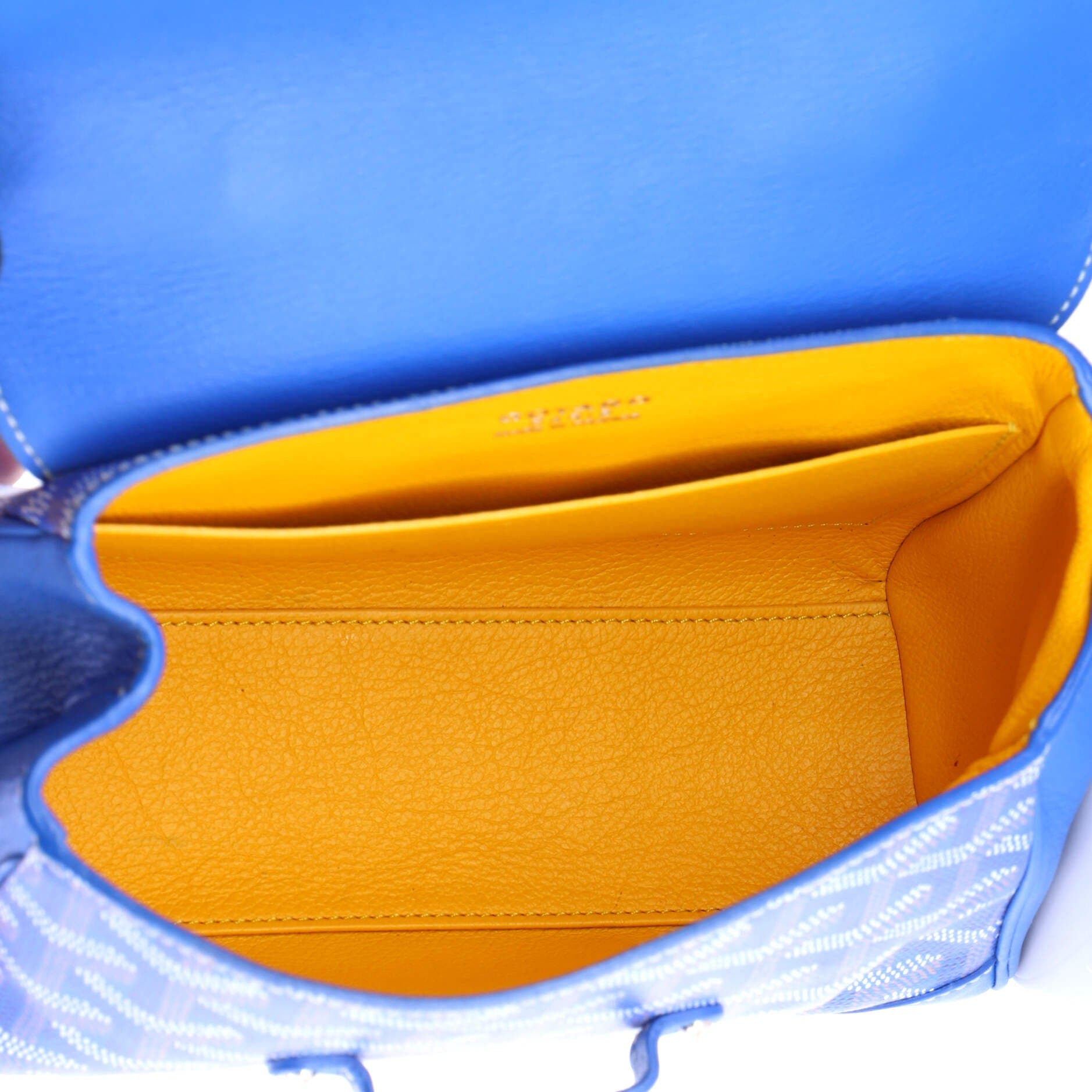 Pre-Owned Goyard Saigon Top Handle Bag Coated Canvas with Leather Mini, Alternate, color, Blue