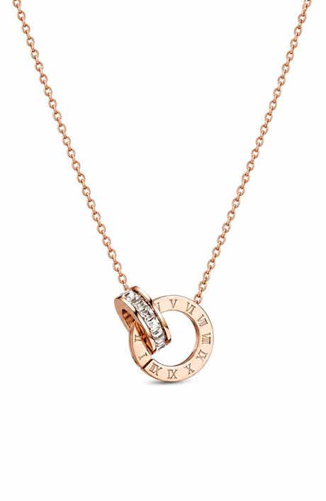 Roman Numeral Cubic Zirconia Pendant Necklace