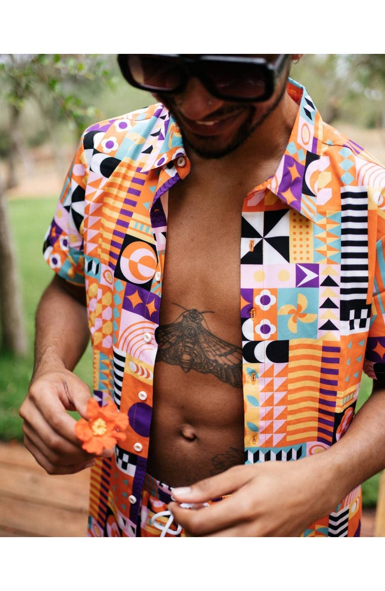 OOSC Endless Summer Men's Short Sleeve Shirt, Alternate, color, Orange, Purple And Mint