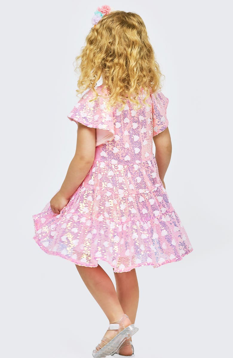 Baby Sara Kids' Sequin Flutter Sleeve Dress, Alternate, color, 