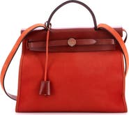 Pre-Owned Hermes Herbag Zip Leather and Toile 31