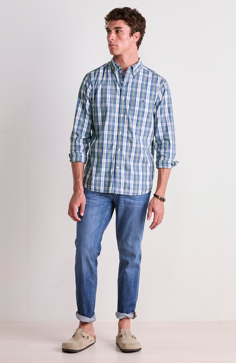 vineyard vines Washashore Classic Fit Plaid Stretch Cotton Button-Down Shirt, Alternate, color, Dune Grass