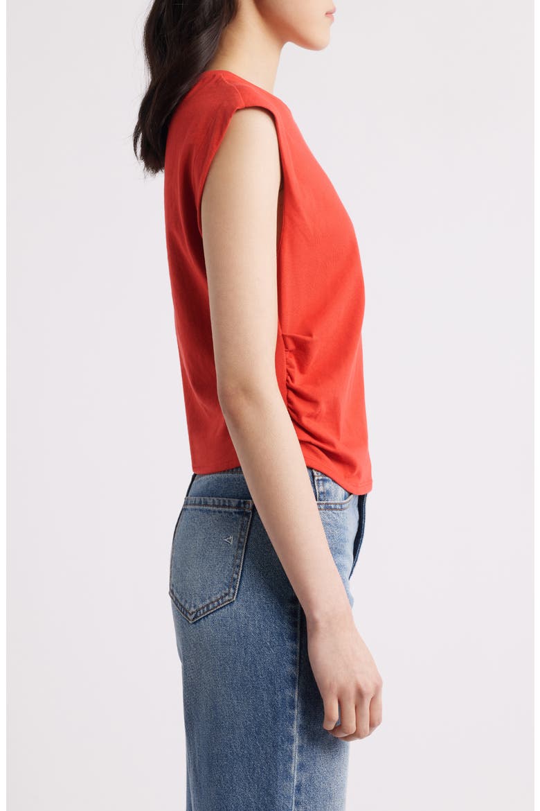 Mica Gathered Muscle Tee, Alternate, color, RED