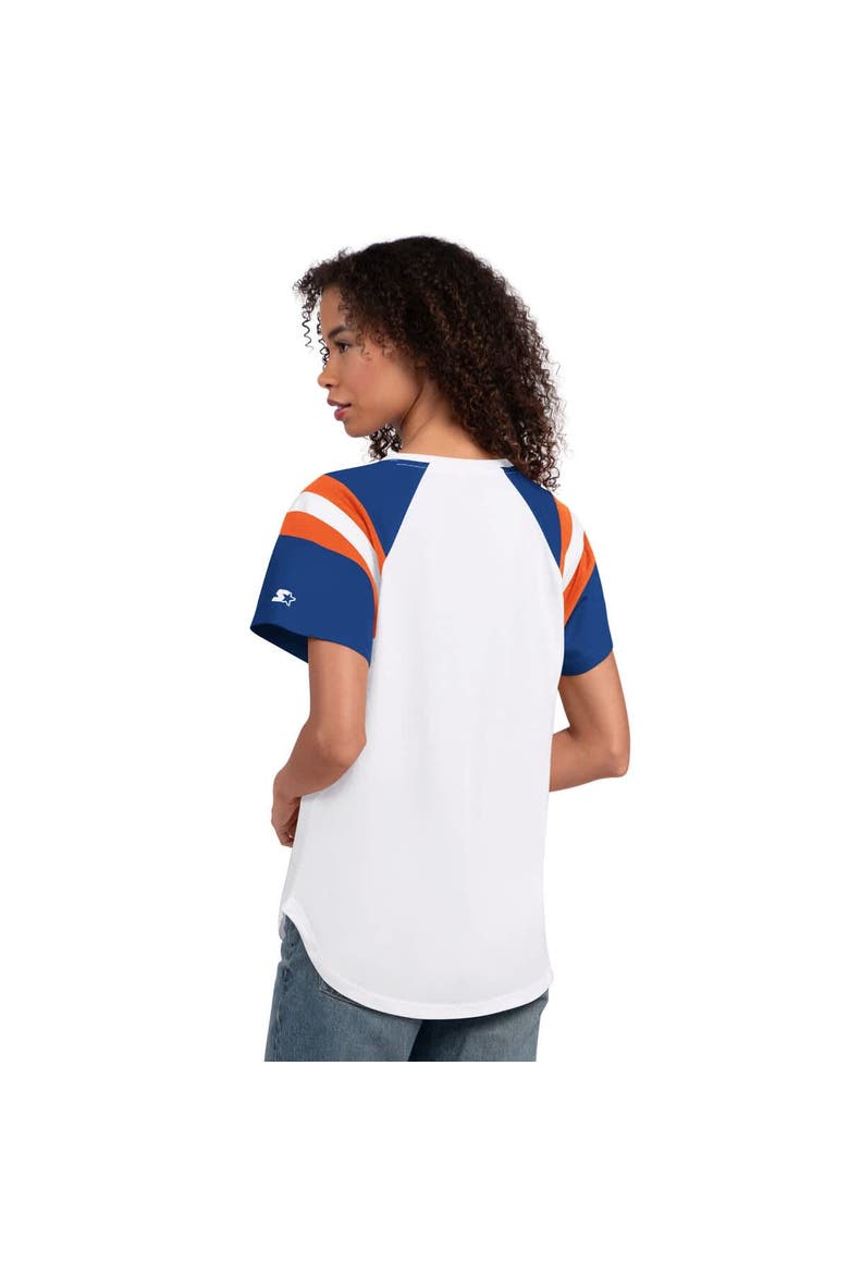 Women's Starter  White Denver Broncos Game On Notch Neck T-Shirt, Alternate, color, White
