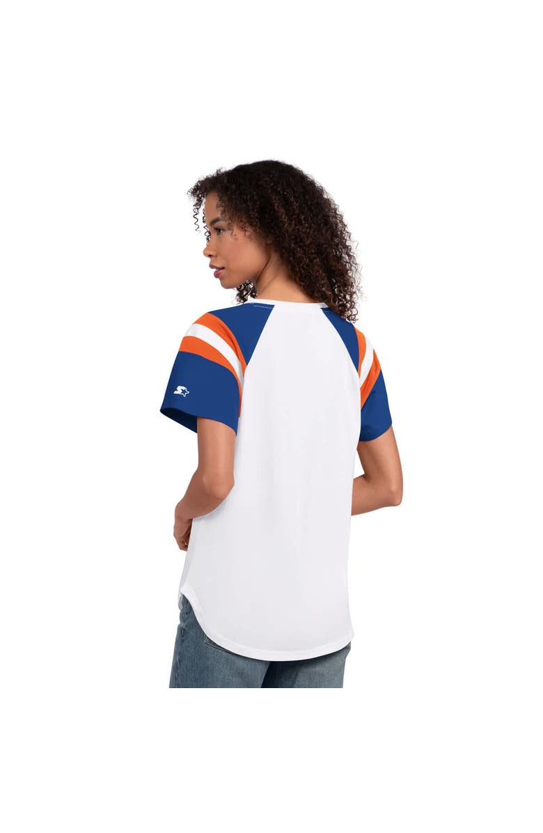 STARTER Women's Starter White Denver Broncos Game On Notch Neck T-Shirt, Alternate, color, White