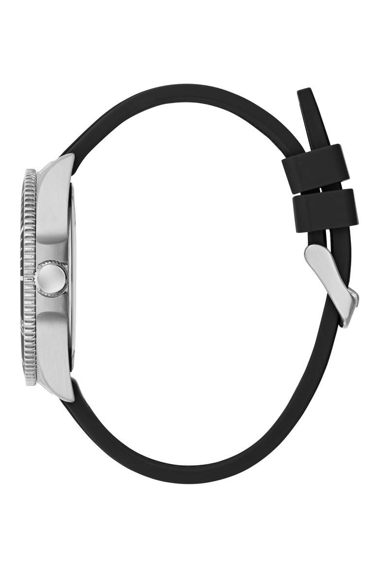 Cliff Silicone Strap Watch, 41mm, Alternate, color, BLACK/ SILVER