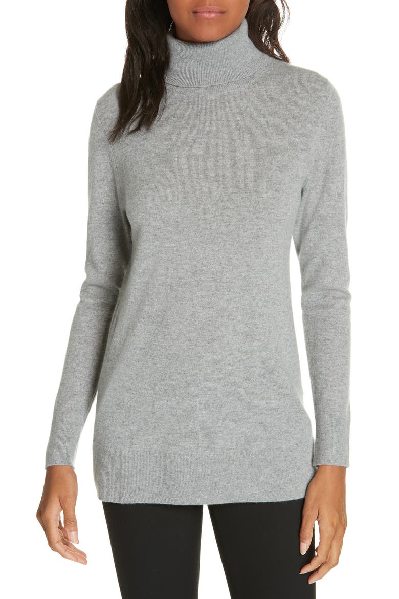 Turtleneck Cashmere Sweater, Main, color, GREY FILIGREE HEATHER