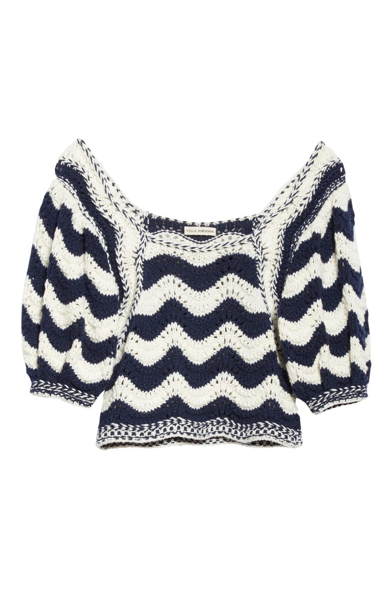 Luciana Wave Stripe Sweater, Alternate, color, MIDNIGHT