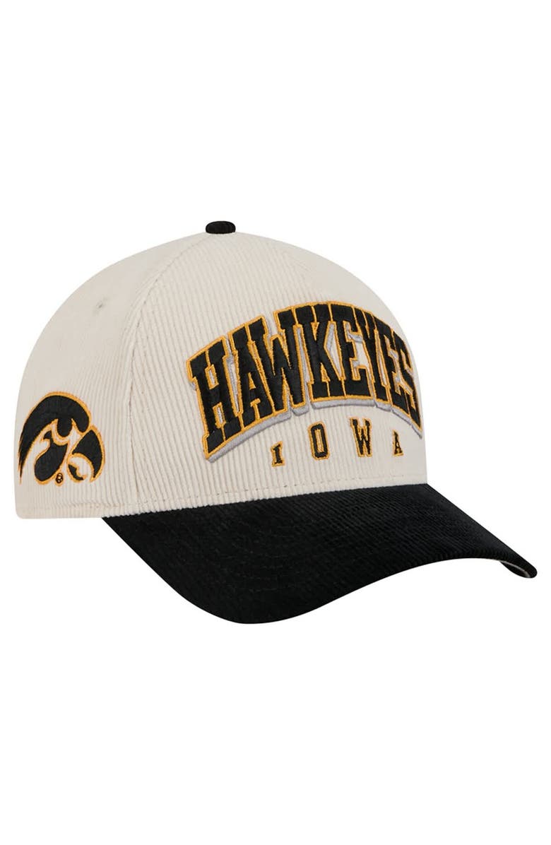 New Era Men
s New Era Black/Cream Iowa Hawkeyes Arch Two-Tone Corduroy 9FORTY A-Frame Adjustable Hat, Alternate, color, Black