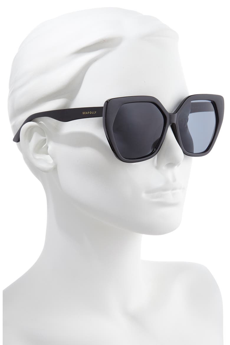 Coolum 60mm Cat Eye Sunglasses, Alternate, color, BLACK/ SMOKE